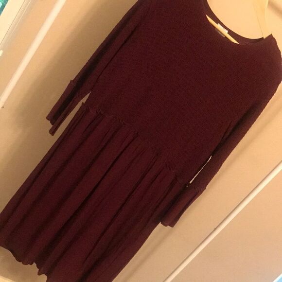 NWT Maroon Smocked Bodice Dress - Size Medium - Picture 1 of 6